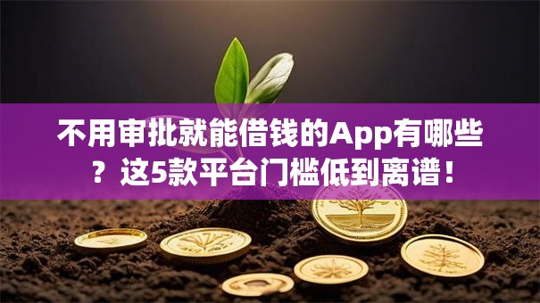 不用审批就能借钱的App有哪些？这5款平台门槛低到离谱！