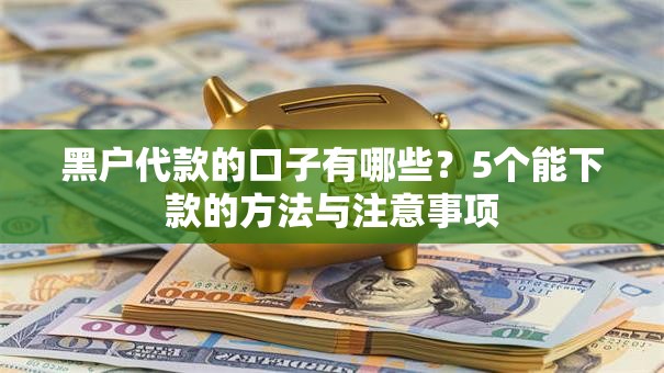 黑户代款的口子有哪些？5个能下款的方法与注意事项