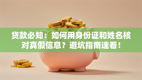 贷款必知：如何用身份证和姓名核对真假信息？避坑指南速看！