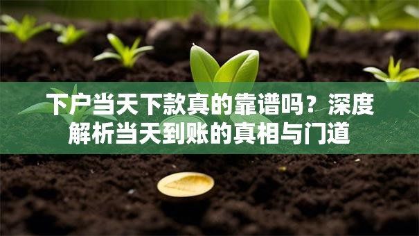 下户当天下款真的靠谱吗？深度解析当天到账的真相与门道