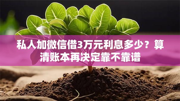 私人加微信借3万元利息多少?算清账本再决定靠不靠谱 私人加微信借3万元利息多少?算清账本再决定靠不靠谱