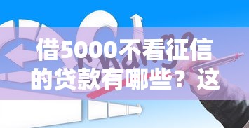 借5000不看征信的贷款有哪些？这5种渠道亲测有效