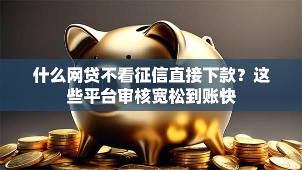 什么网贷不看征信直接下款？这些平台审核宽松到账快