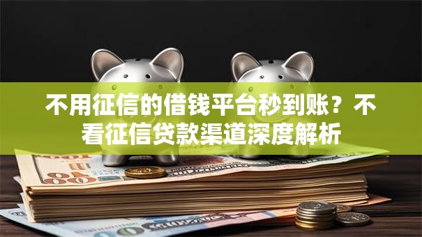 不用征信的借钱平台秒到账？不看征信贷款渠道深度解析