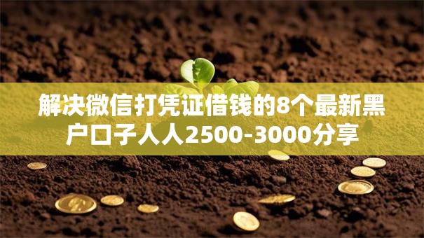 解决微信打凭证借钱的8个最新黑户口子人人2500-3000分享