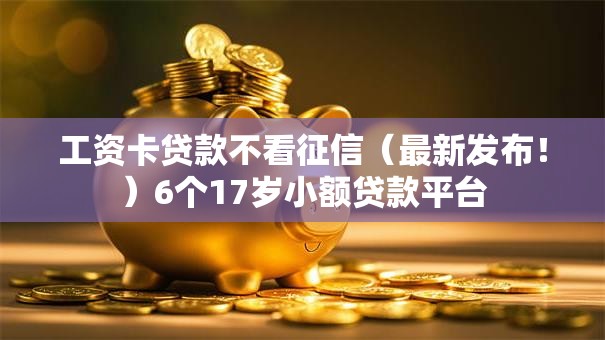 工资卡贷款不看征信（最新发布！）6个17岁小额贷款平台