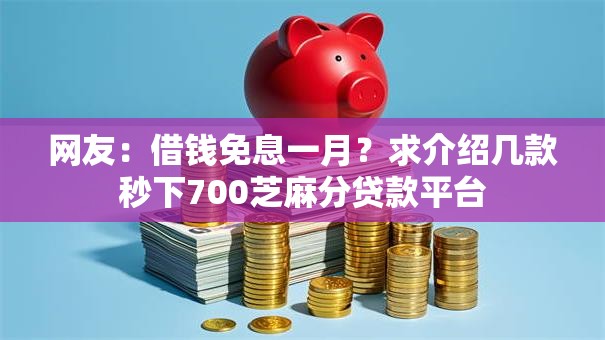 网友：借钱免息一月？求介绍几款秒下700芝麻分贷款平台