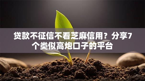贷款不征信不看芝麻信用?分享7个类似高炮口子的平台 贷款不征信不看芝麻信用?分享7个类似高炮口子的平台