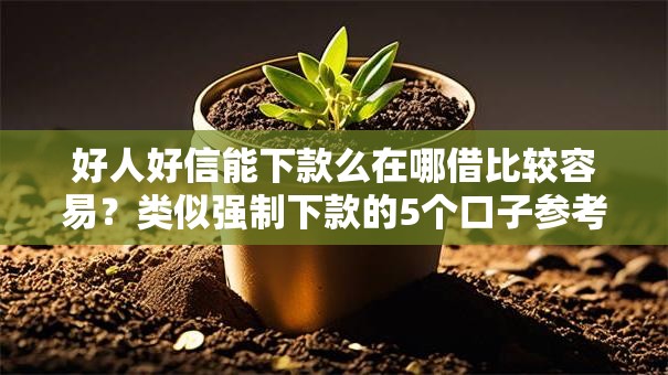 好人好信能下款么在哪借比较容易？类似强制下款的5个口子参考