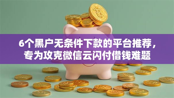 6个黑户无条件下款的平台推荐，专为攻克微信云闪付借钱难题