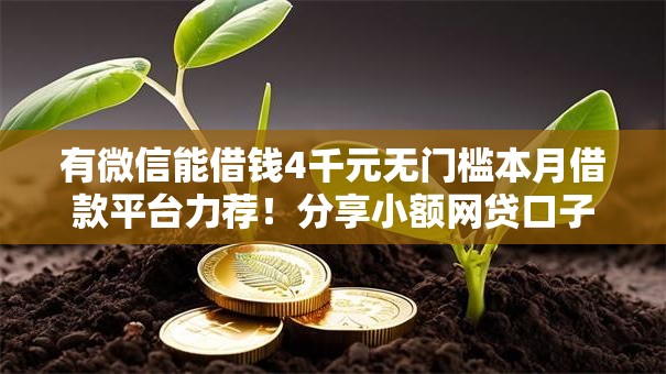 有微信能借钱4千元无门槛本月借款平台力荐！分享小额网贷口子4千元无门槛借款