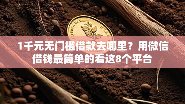 1千元无门槛借款去哪里？用微信借钱最简单的看这8个平台