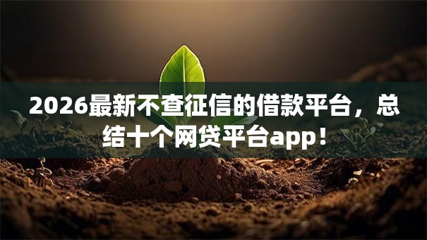2026最新不查征信的借款平台，总结十个网贷平台app！