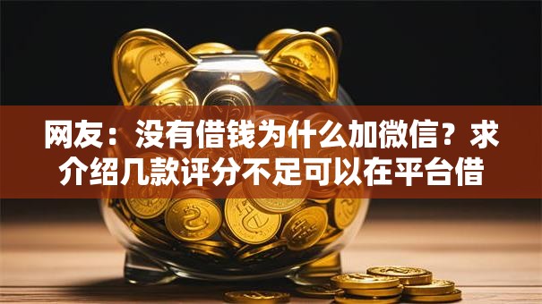 网友：没有借钱为什么加微信？求介绍几款评分不足可以在平台借钱