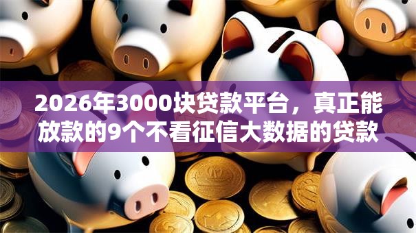 2026年3000块贷款平台，真正能放款的9个不看征信大数据的贷款平台推荐