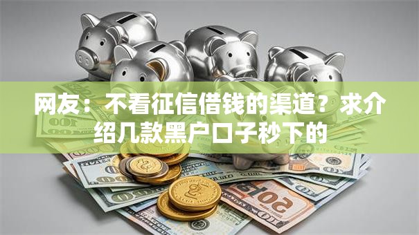 网友：不看征信借钱的渠道？求介绍几款黑户口子秒下的