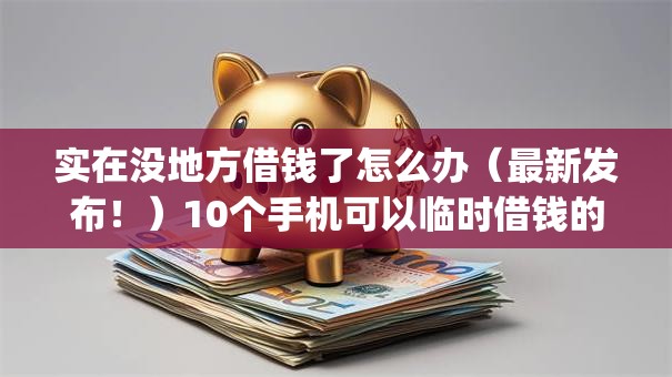 实在没地方借钱了怎么办（最新发布！）10个手机可以临时借钱的app