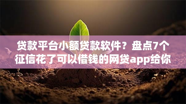 贷款平台小额贷款软件？盘点7个征信花了可以借钱的网贷app给你参考