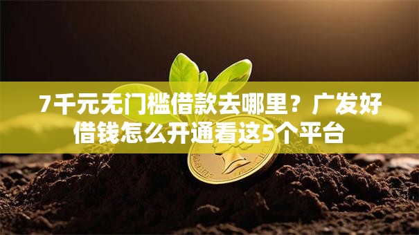 7千元无门槛借款去哪里？广发好借钱怎么开通看这5个平台