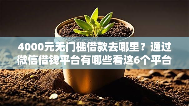 4000元无门槛借款去哪里？通过微信借钱平台有哪些看这6个平台