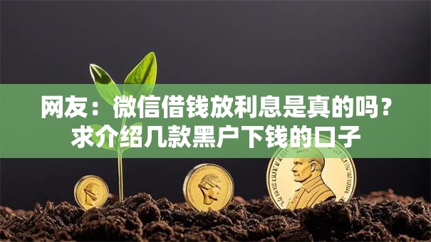 网友:微信借钱放利息是真的吗?求介绍几款黑户下钱的口子 网友:微信借钱放利息是真的吗?求介绍几款黑户下钱的口子