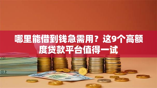 哪里能借到钱急需用？这9个高额度贷款平台值得一试