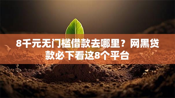 8千元无门槛借款去哪里？网黑贷款必下看这8个平台