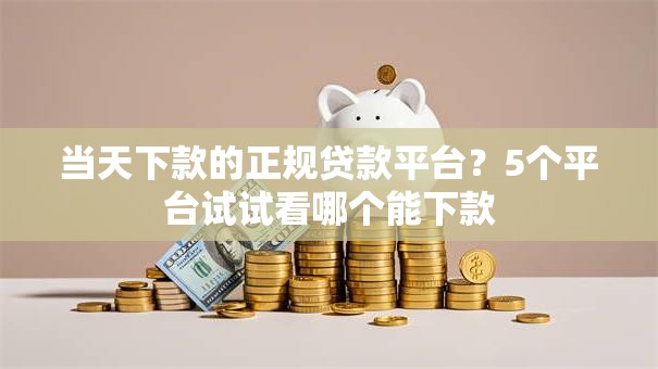 当天下款的正规贷款平台？5个平台试试看哪个能下款