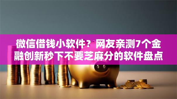 微信借钱小软件？网友亲测7个金融创新秒下不要芝麻分的软件盘点