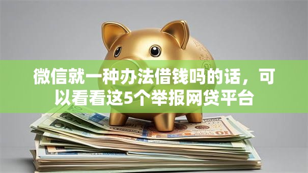 微信就一种办法借钱吗的话，可以看看这5个举报网贷平台