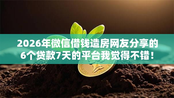 2026年微信借钱造房网友分享的6个贷款7天的平台我觉得不错！