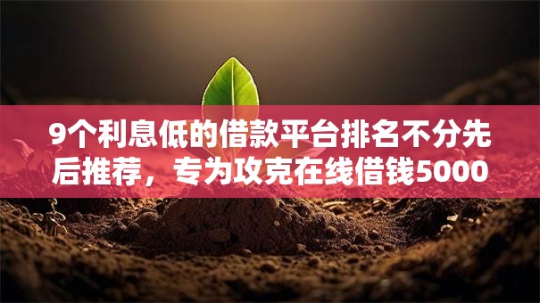 9个利息低的借款平台排名不分先后推荐,专为攻克在线借钱5000十分钟到账难题 9个利息低的借款平台排名不分先后推荐,专为攻克在线借钱5000十分钟到账难题
