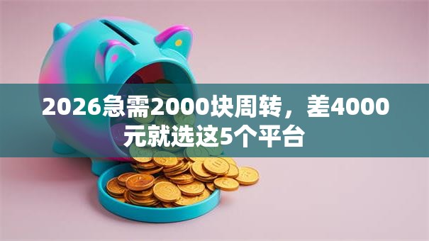 2026急需2000块周转，差4000元就选这5个平台