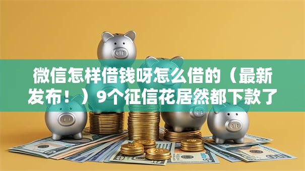 微信怎样借钱呀怎么借的(最新发布!)9个征信花居然都下款了的口子 微信怎样借钱呀怎么借的(最新发布!)9个征信花居然都下款了的口子