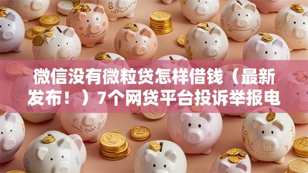 微信没有微粒贷怎样借钱（最新发布！）7个网贷平台投诉举报电话