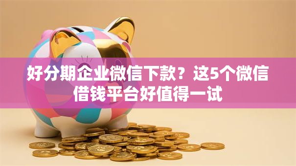 好分期企业微信下款？这5个微信借钱平台好值得一试