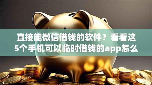 直接能微信借钱的软件?看看这5个手机可以临时借钱的app怎么样 直接能微信借钱的软件?看看这5个手机可以临时借钱的app怎么样