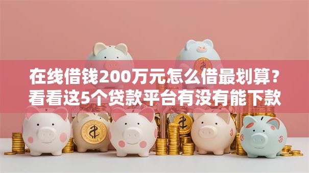 在线借钱200万元怎么借最划算?看看这5个贷款平台有没有能下款的 在线借钱200万元怎么借最划算?看看这5个贷款平台有没有能下款的
