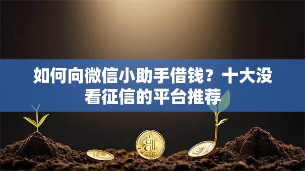如何向微信小助手借钱?十大没看征信的平台推荐 如何向微信小助手借钱?十大没看征信的平台推荐