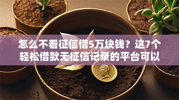 怎么不看征信借5万块钱？这7个轻松借款无征信记录的平台可以试试