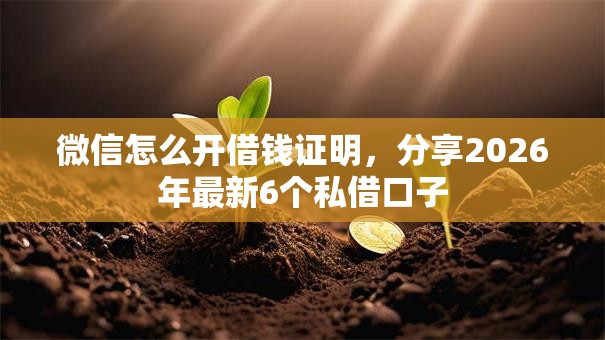 微信怎么开借钱证明，分享2026年最新6个私借口子