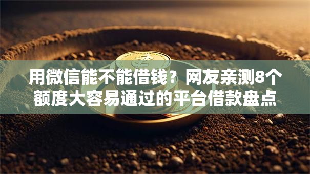 用微信能不能借钱？网友亲测8个额度大容易通过的平台借款盘点
