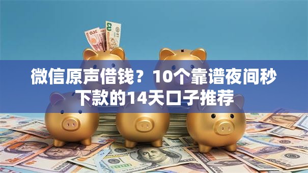 微信原声借钱？10个靠谱夜间秒下款的14天口子推荐