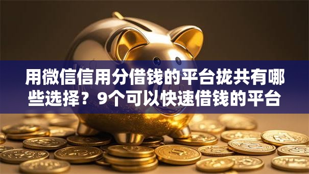用微信信用分借钱的平台拢共有哪些选择？9个可以快速借钱的平台详解