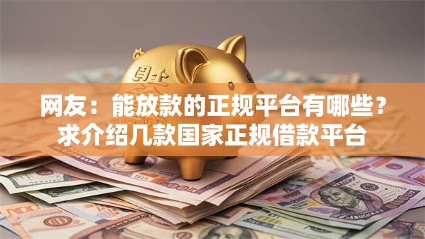网友：能放款的正规平台有哪些？求介绍几款国家正规借款平台