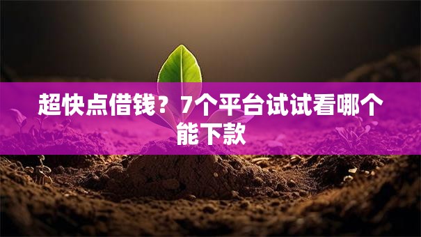 超快点借钱?7个平台试试看哪个能下款 超快点借钱?7个平台试试看哪个能下款