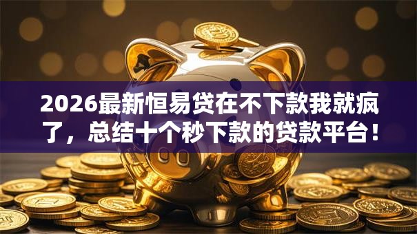 2026最新恒易贷在不下款我就疯了，总结十个秒下款的贷款平台！