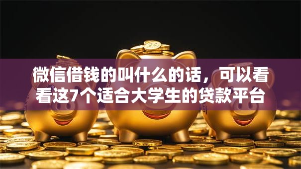 微信借钱的叫什么的话，可以看看这7个适合大学生的贷款平台