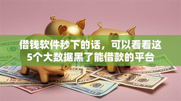 借钱软件秒下的话，可以看看这5个大数据黑了能借款的平台