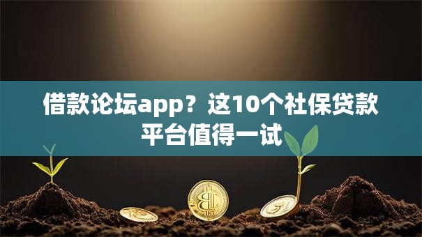 借款论坛app？这10个社保贷款平台值得一试